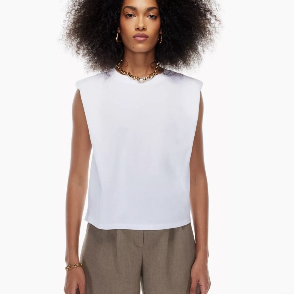 light blue aritzia shoulder pad tank